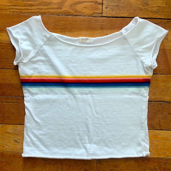 Brandy Melville/ J. Galt rainbow stripe tee - Picture 1 of 4